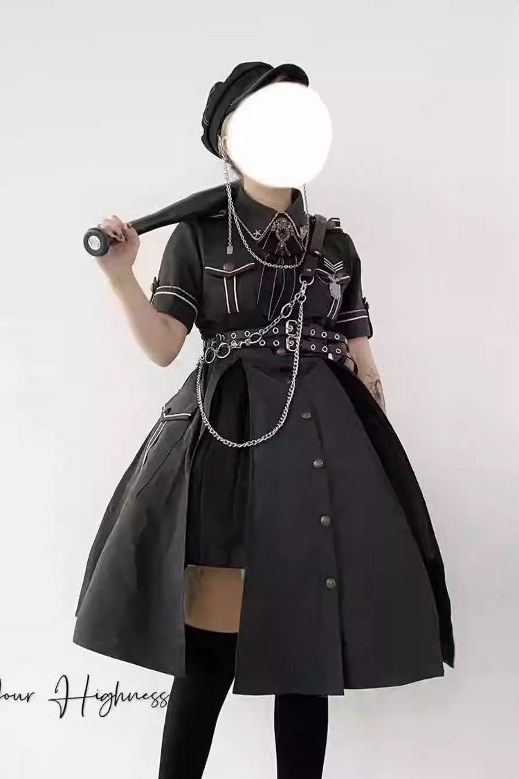 Evil Python 2.0 Kurzärmliges Gothic-Militär-Lolita-Kleid in 3 Farben