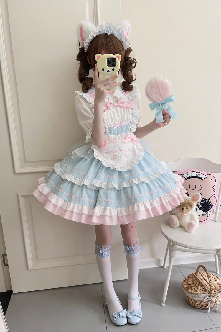 Cat Ear Story Multi-layer Ruffle Bowknot Sweet Lolita Jsk Dress 4 Colors