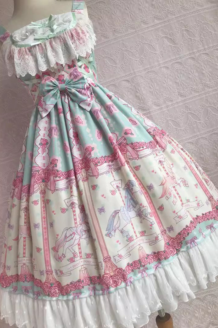 Rose Trojan Print Rüschen Bowknot Sweet Lolita Jsk Kleid 3 Farben