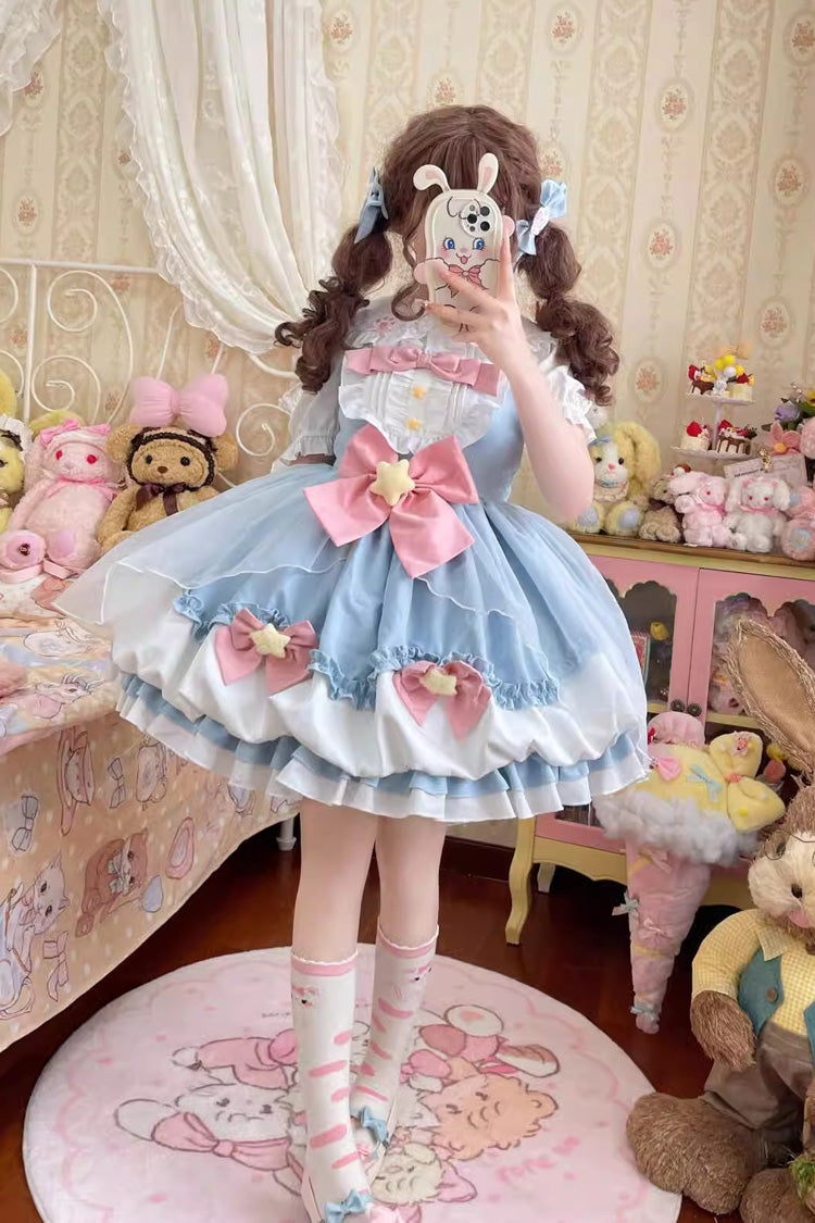 Little Wishing Star Ruffle Bowknot Bud Sweet Lolita Jsk Dress 5 Colors