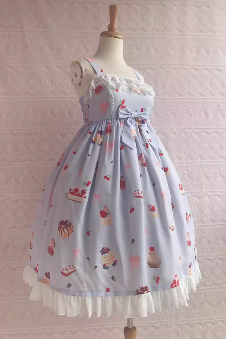 Strawberry Fruit Dessert Print Ruffle Bowknot Lace Sweet Lolita Jsk Dress 5 Colors