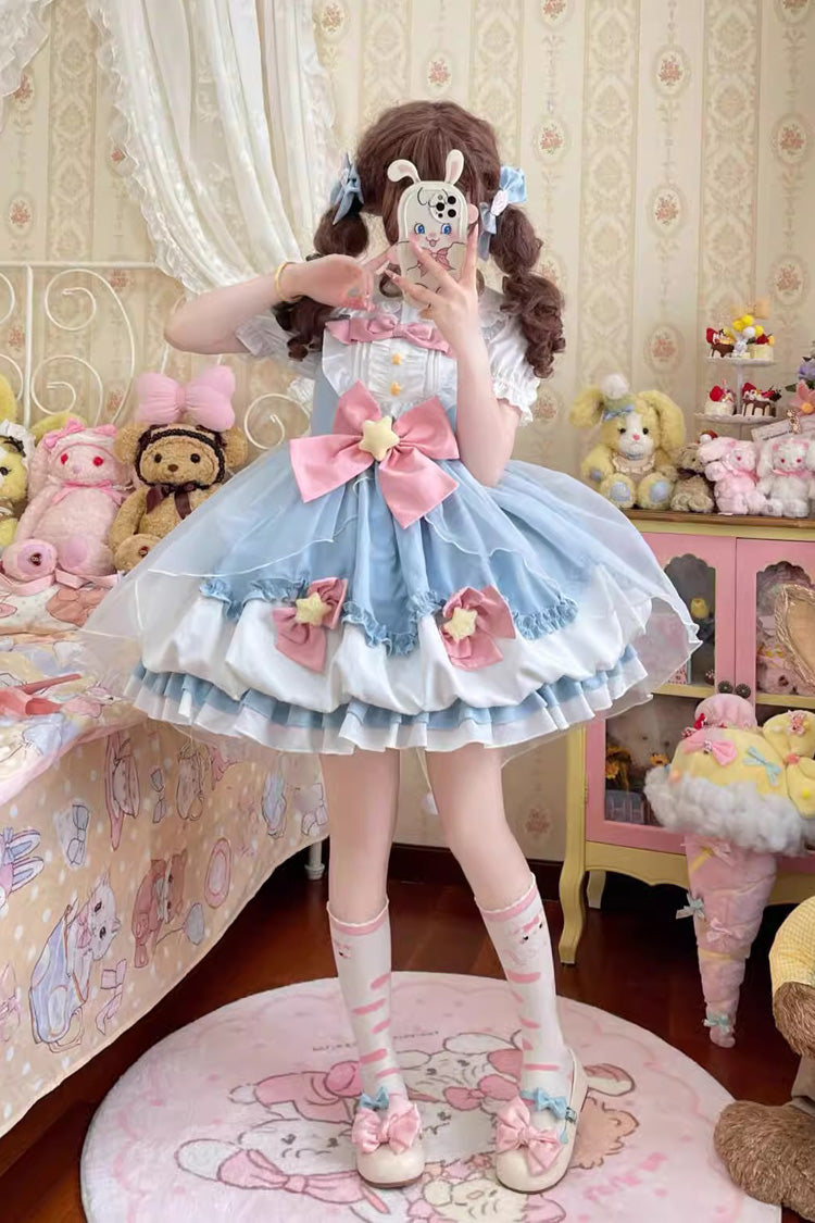 Little Wishing Star Ruffle Bowknot Bud Sweet Lolita Jsk Dress 5 Colors