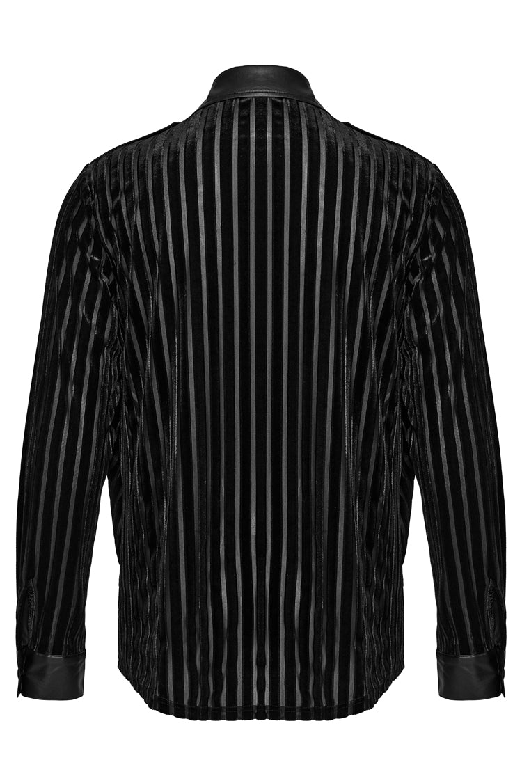 Black Lapel Collar Stitching Slim Men's Gothic Blouse