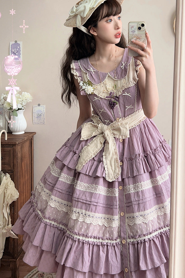 Purple Wind Bell Multi-Layered Cardigan Lace Sweet Elegant Lolita Dress