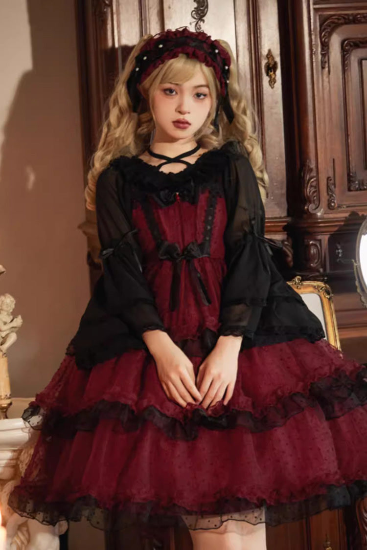 Star Gauze Romance Multi-layer Ruffle Bowknot Gothic Elegant Princess Lolita Jsk Dress 2 Colors