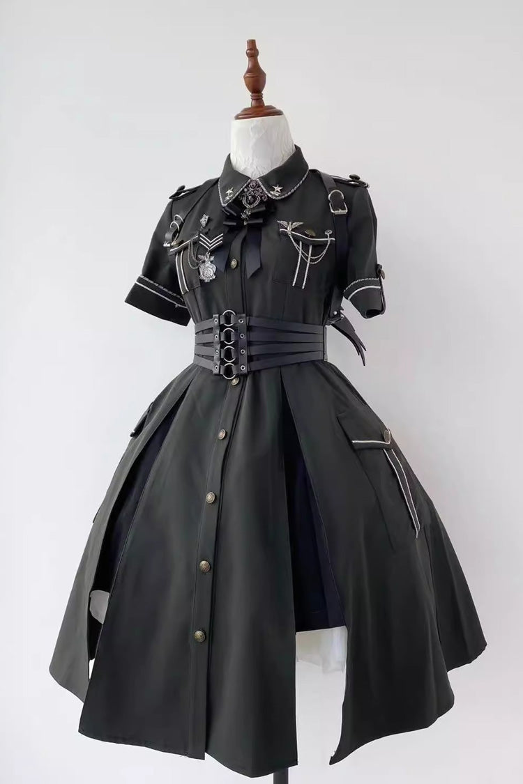 Evil Python 2.0 Kurzärmliges Gothic-Militär-Lolita-Kleid in 3 Farben