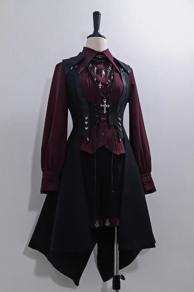 Schwarze, bedruckte, schmale Gothic-Lolita-Shorts im Vintage-Stil von Prince Ouji