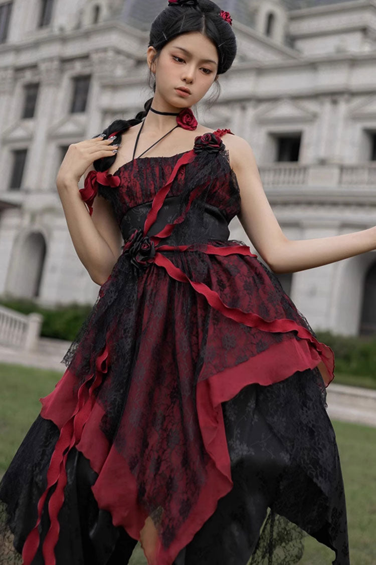 Wabi Sabi Style Stitching Irregular Asymmetric Gothic Lolita Jsk Dress 3 Colors