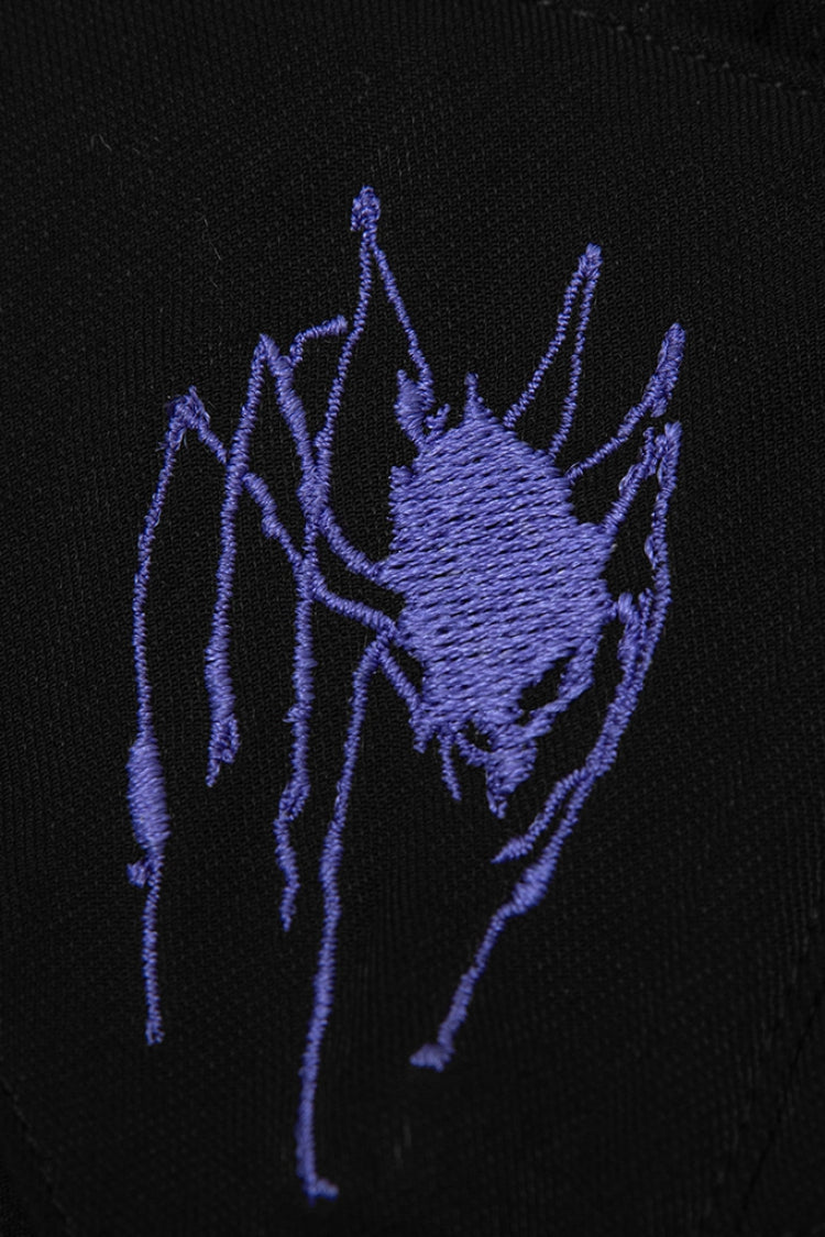 ブラック フリル スパイダー 刺繍 バックル ベルト ウエストバッグ レディース パンク スカート