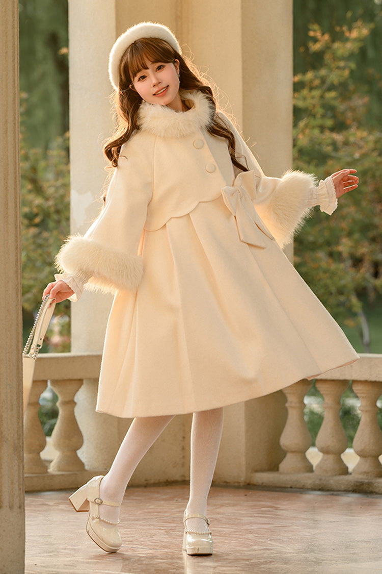 Apricot Long Sleeves Bowknot Sweet Princess Lolita Long Coat