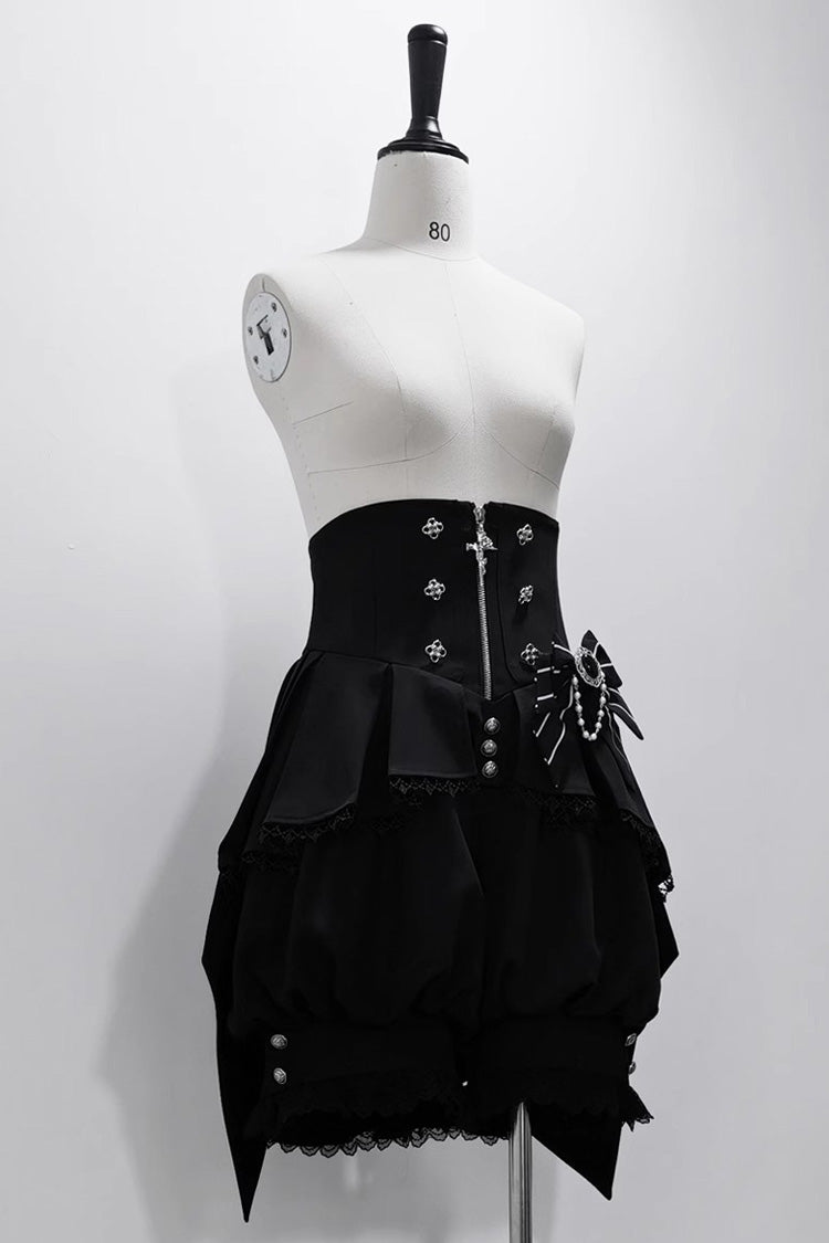 Black Wonderful Trick Stripe Print Lace Ouji Fashion Elegant Lolita Shorts