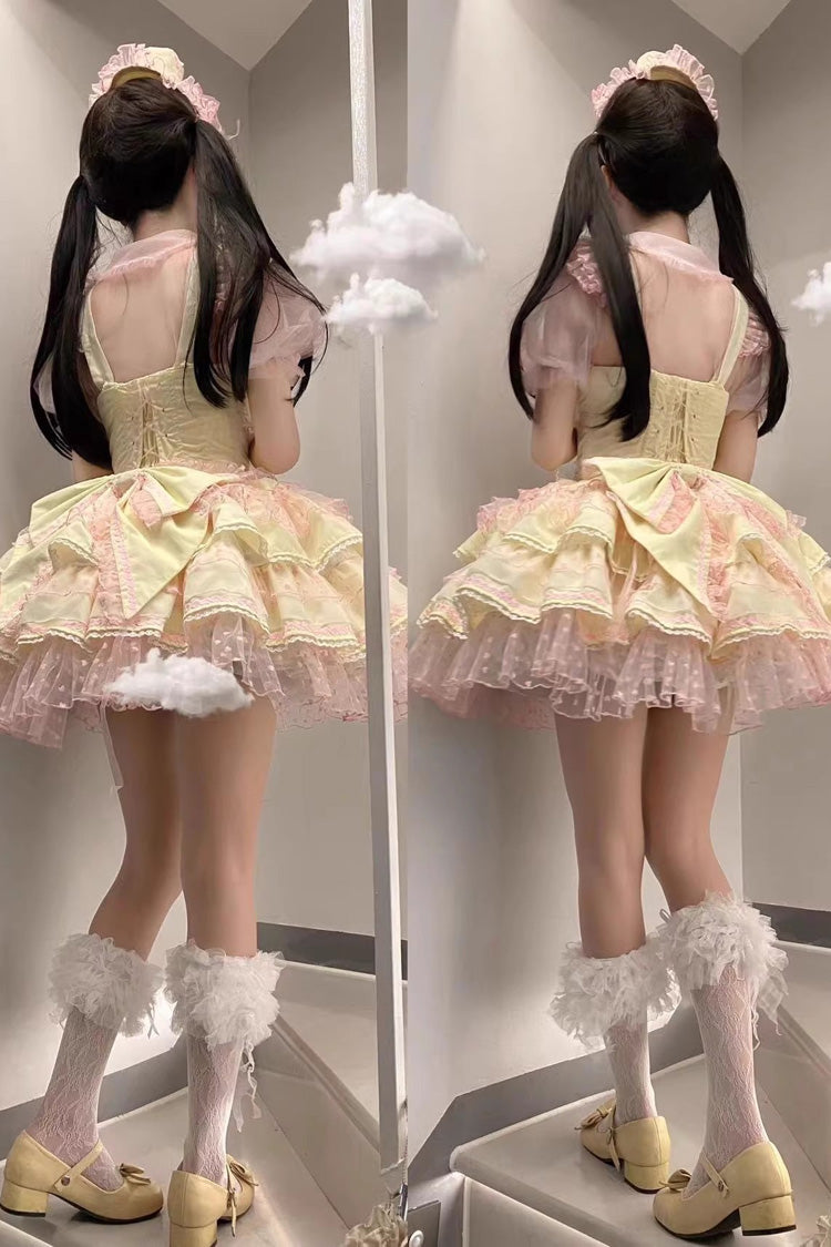 Pray for Dopamine Multi-layer Ruffle Lace Sweet Lolita Jsk Dress 5 Colors