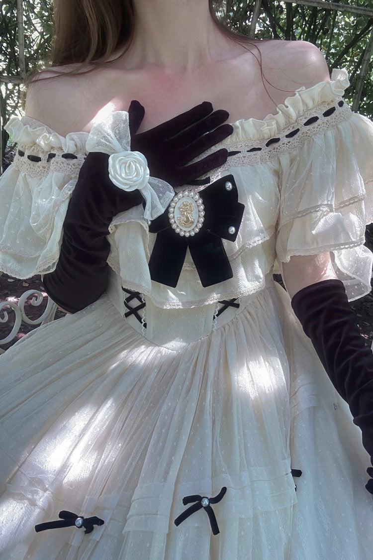 Ivory Off Shoulder Bowknot Sweet Elegant Princess Lolita Dress