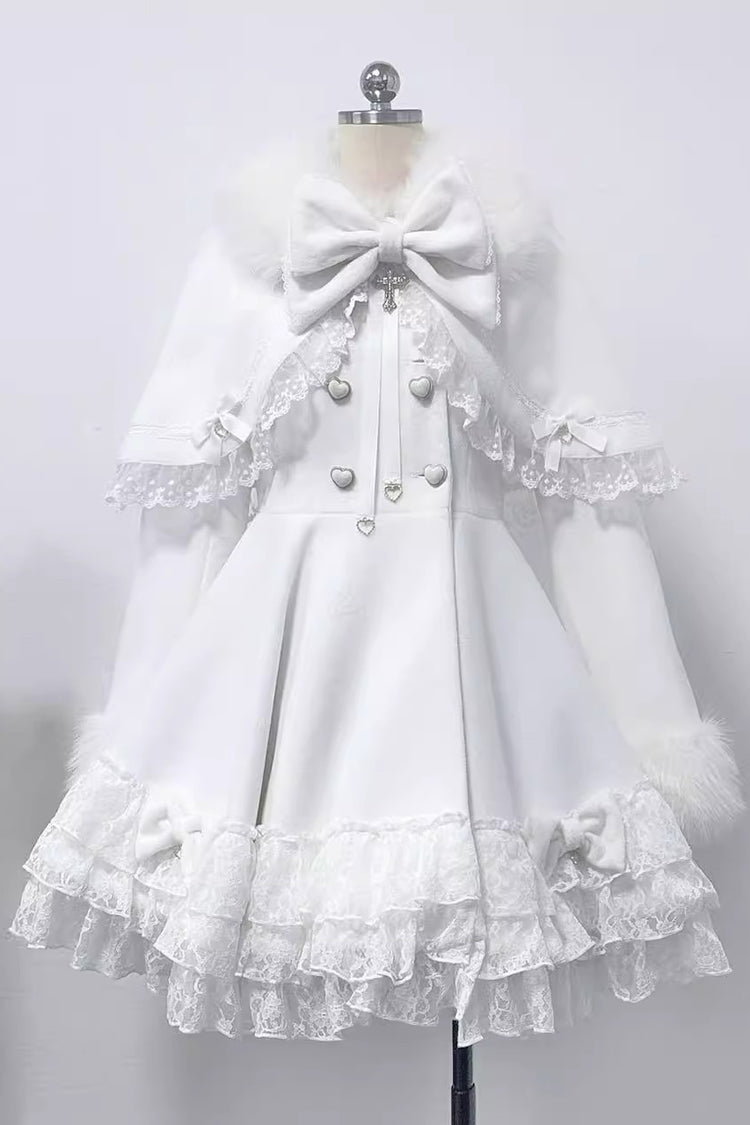 Magician Long Sleeves Removable Cape Bowknot Lace Gothic Jirai Kei Coat