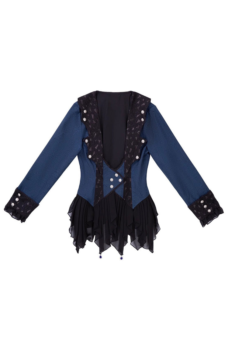 Blue [Chris Son of Evil] Long Sleeves Irregular Prince Handsome Ouji Lolita Coat