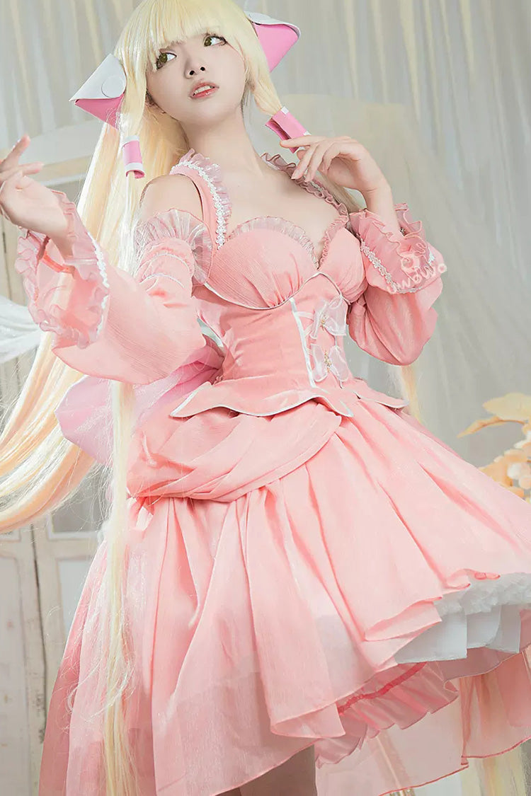 Pink Humanoid Computer Angel Bowknot Lace Sweet Princess Lolita Jsk Dress