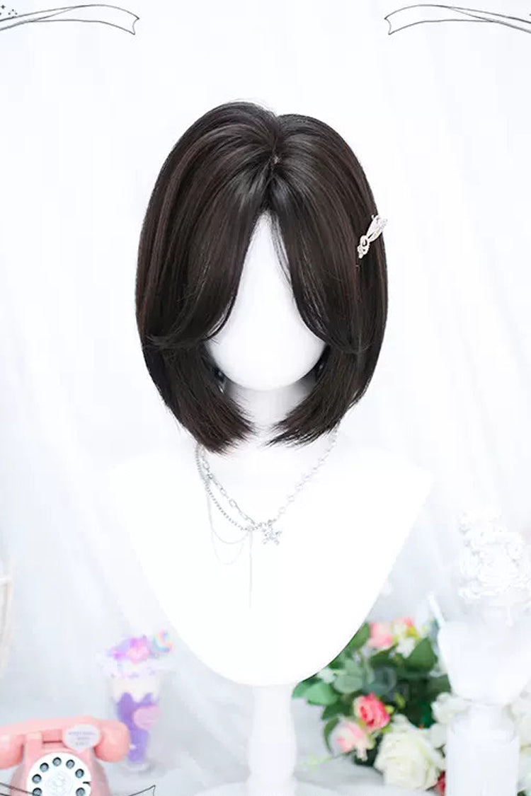 Black Natural Center Parted Sweet Lolita Short Wigs