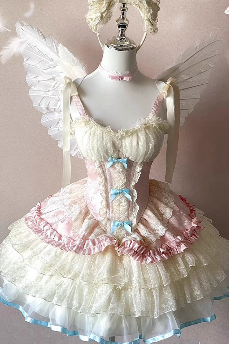 Pink [Dream Girl] Multi-Layered Ruffle Bowknot Lace Ballet Sweet Lolita Dress