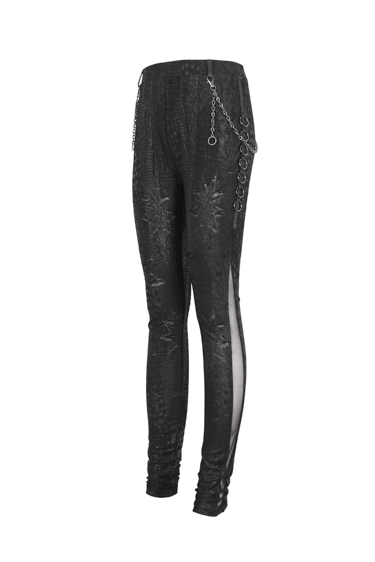 Black Jacquard Print Stitching Lace Women's Punk Pants