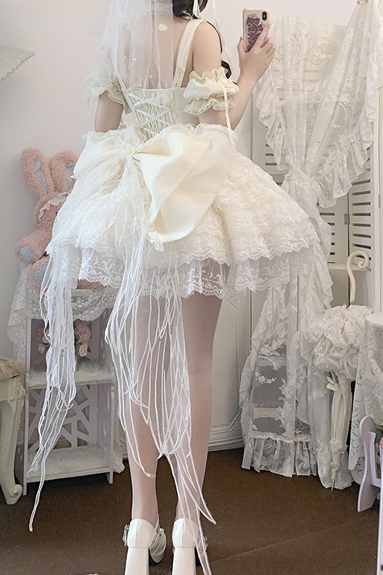 Ivory Angel Lolita-Kleid mit herzförmigem Ausschnitt und mehrlagiger Spitze im Prinzessinnen-Stil