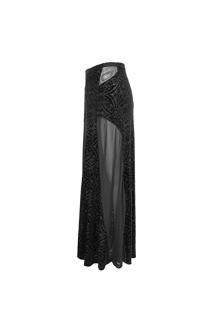 Black High Waisted Jacquard Lace Women's Punk Skirt