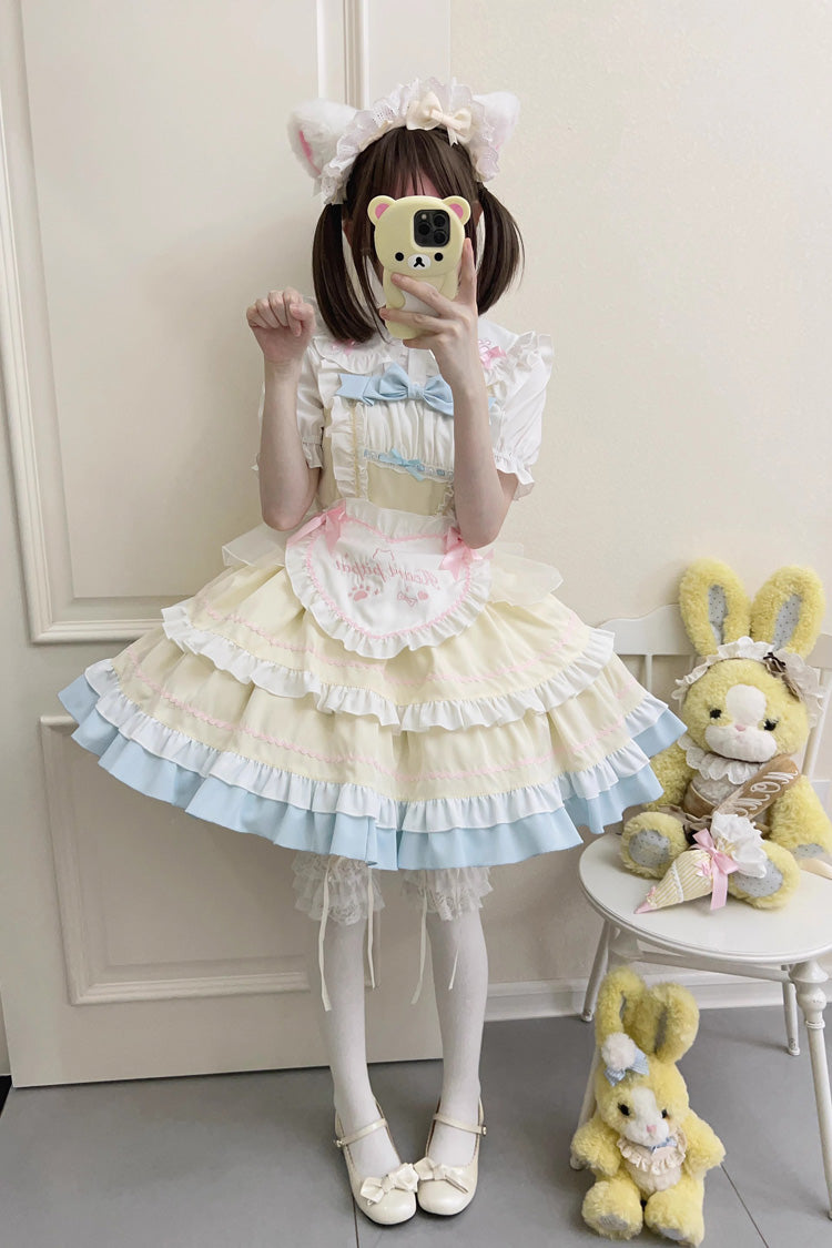 Cat Ear Story Multi-layer Ruffle Bowknot Sweet Lolita Jsk Dress 4 Colors