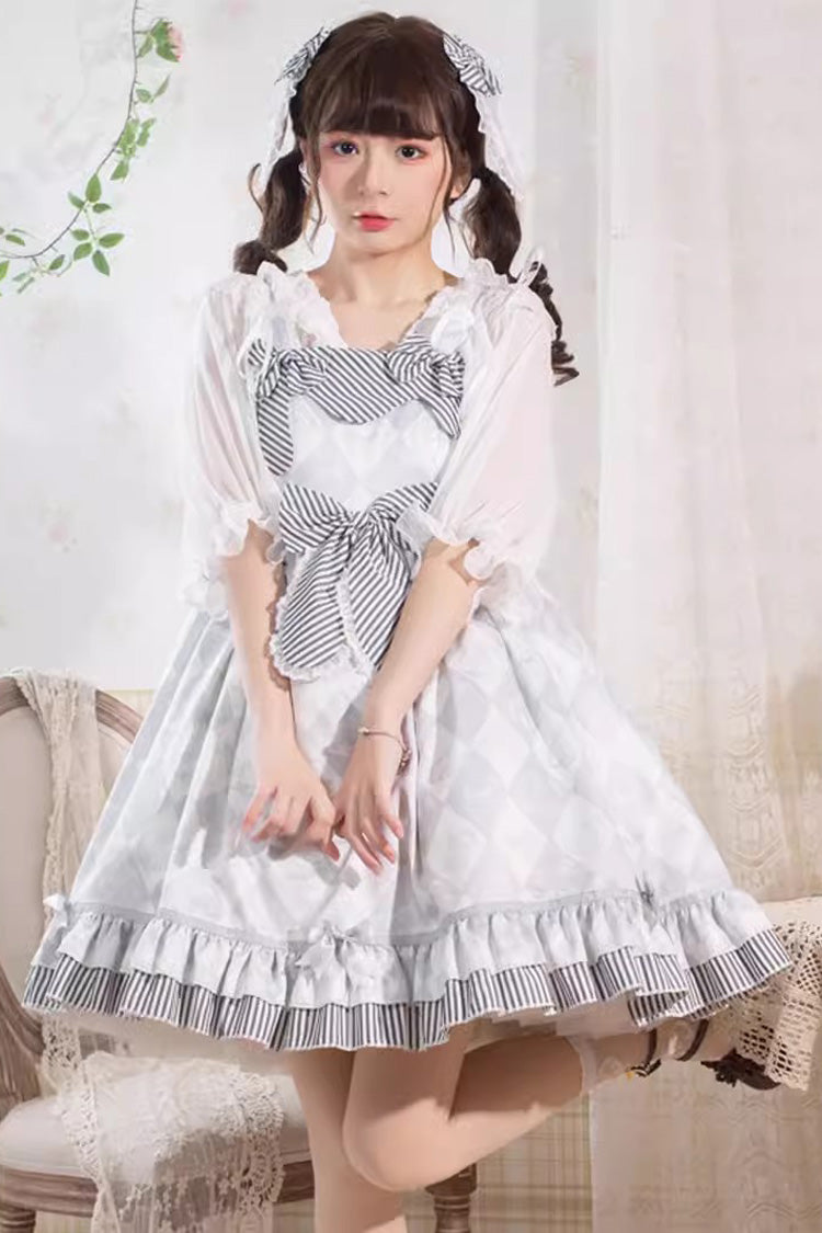 Grey Alice Bunny Ruffle Bowknot Sweet Princess Lolita Jsk Dress