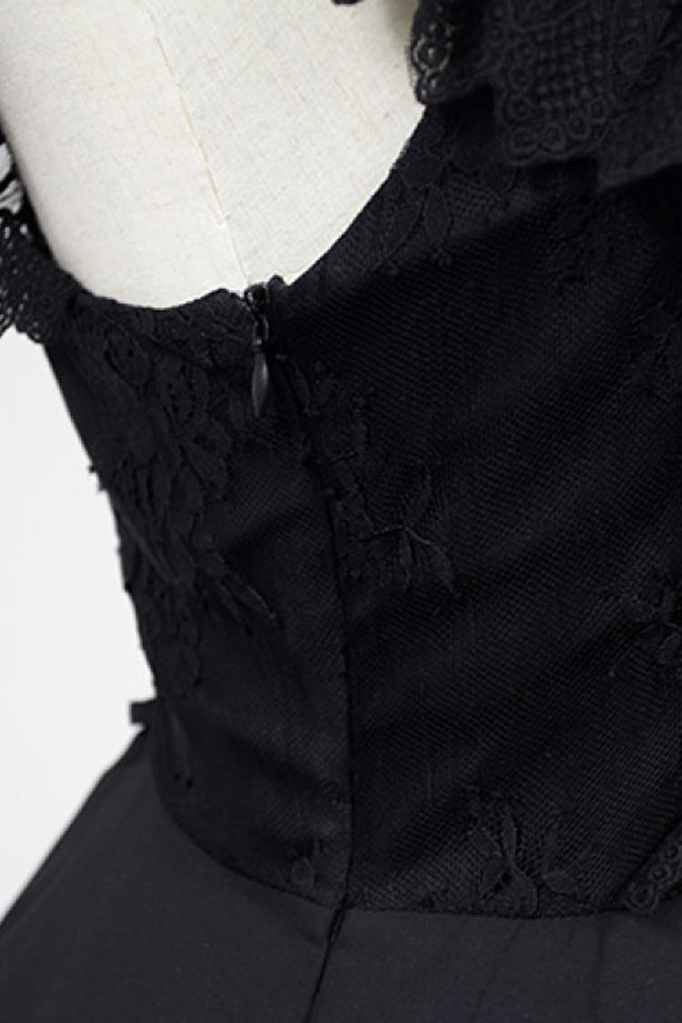 [Ballet of the Dead] Double-Layered Embroidery Lace-Up Gothic Lolita Jsk Dress (Cape Included)