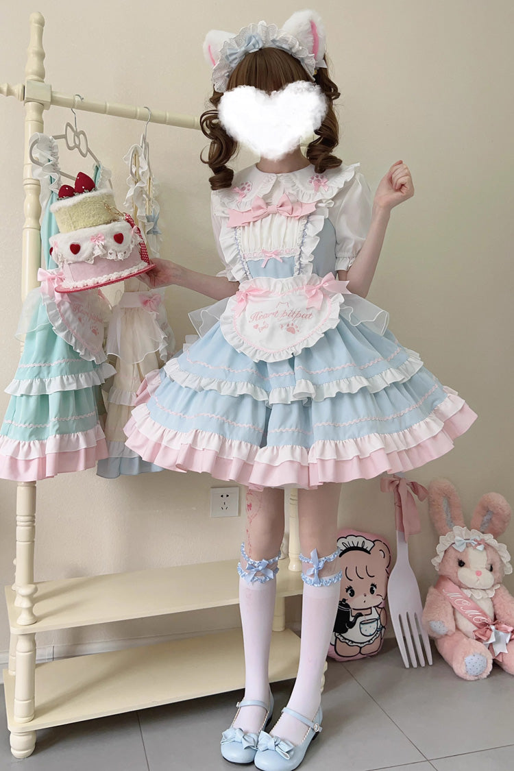 Cat Ear Story Mehrlagiges Rüschen-Schleifen-Lolita-JSK-Kleid in 4 Farben