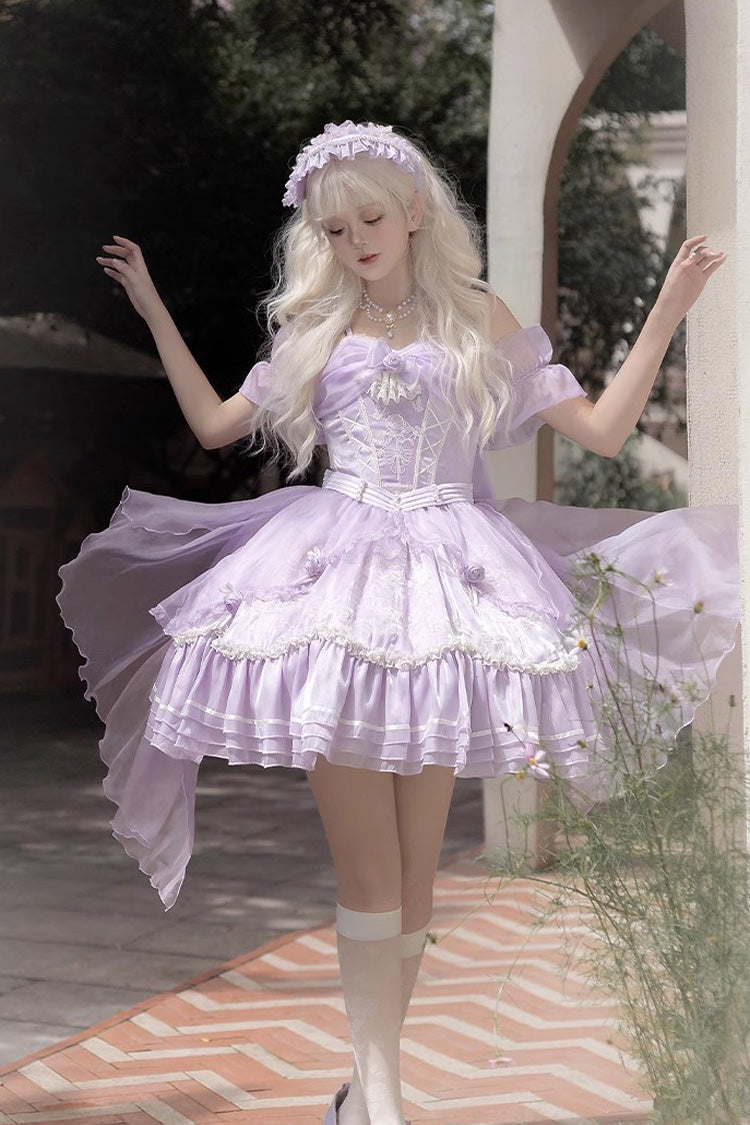 Purple Fantasy Music Box Ruffle Bowknot Lace Ballet Sweet Elegant Lolita Dress