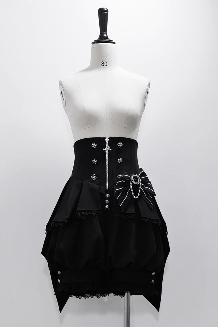 Black Wonderful Trick Stripe Print Lace Ouji Fashion Elegant Lolita Shorts
