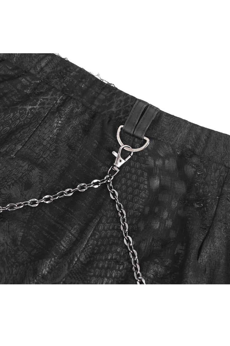 Black Jacquard Print Stitching Lace Women's Punk Pants