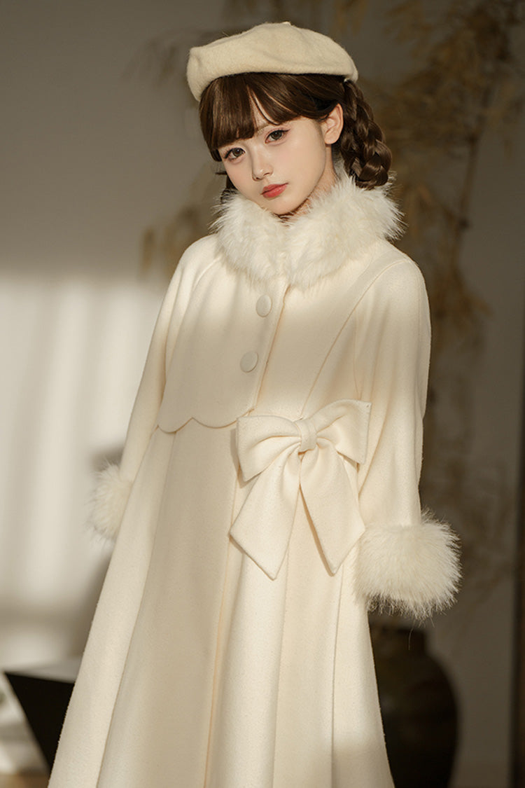 Apricot Long Sleeves Bowknot Sweet Princess Lolita Long Coat