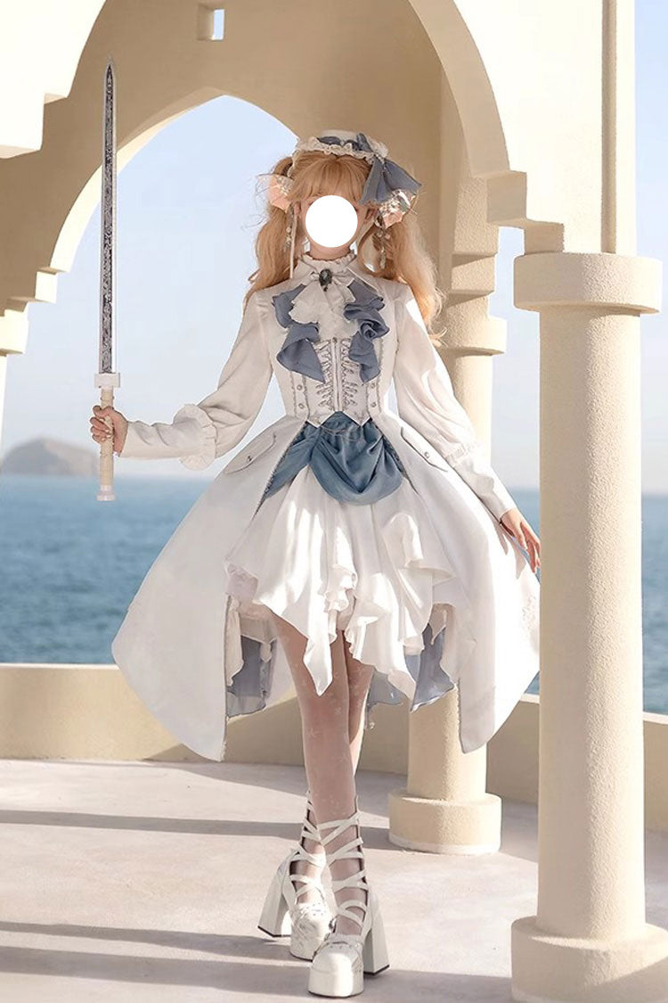 White Mermaid Bone Embroidery Ouji Fashion Handsome Lolita Skirt