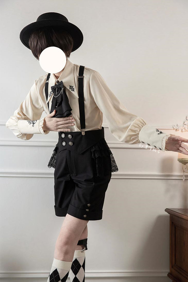 Black Night Raven Magic Ouji Prince Hübsches Lolita-Shirt-Latzshorts-Set