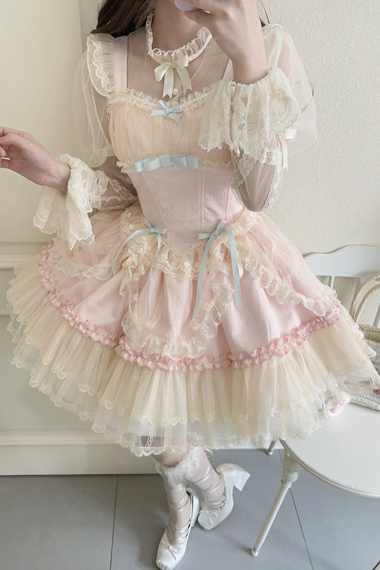 [Blumensaison] Süßes Lolita-Ballettkleid mit Schleife und Spitze in 4 Farben