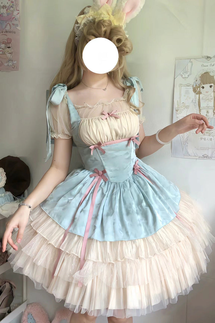 Mint Green Ribbon Ballet Style Multi-layer Ruffle Sweet Princess Lolita Jsk Dress