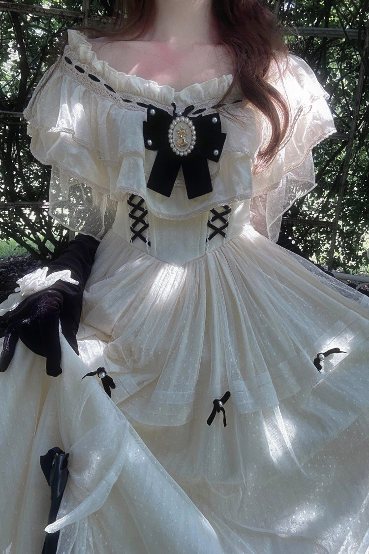 Ivory Off Shoulder Bowknot Sweet Elegant Princess Lolita Dress