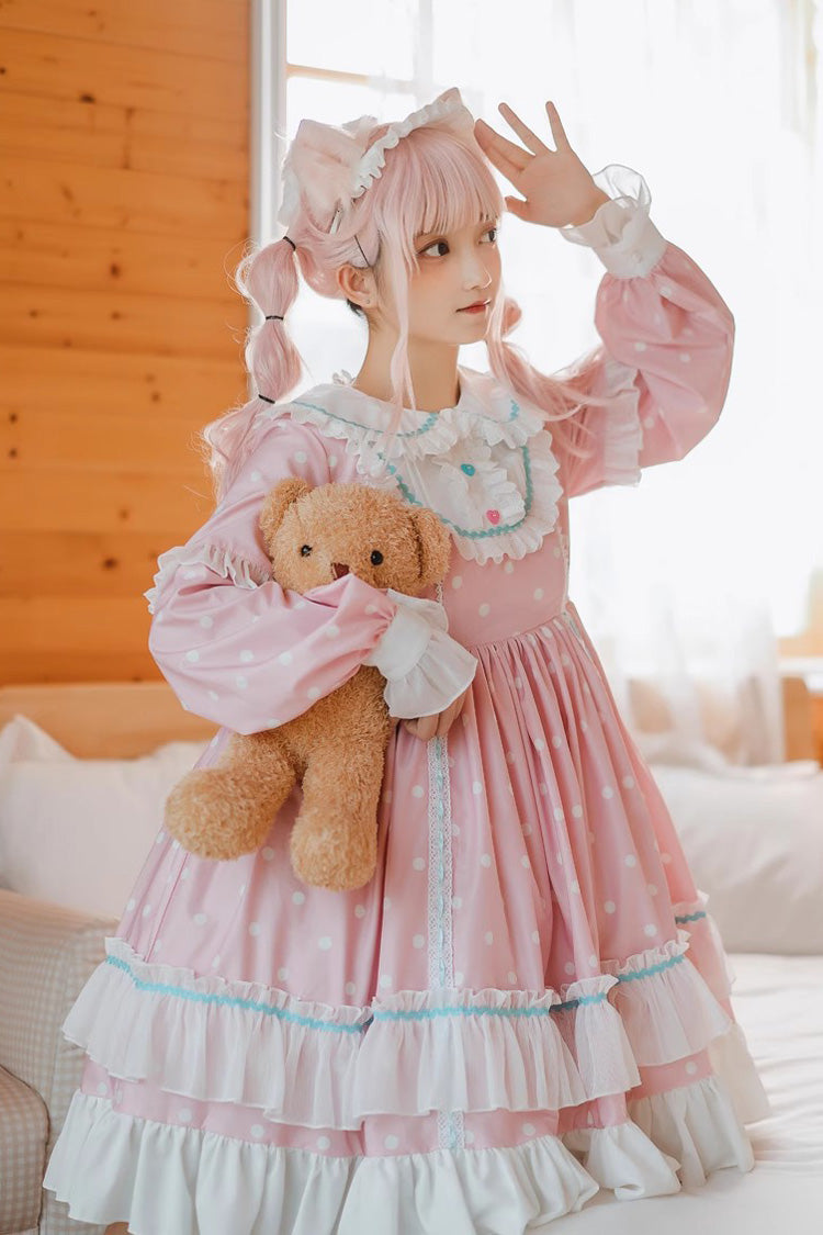 Toffee Bobo Long Sleeves Double Layer Print Ruffle Sweet Lolita Dress 2 Colors