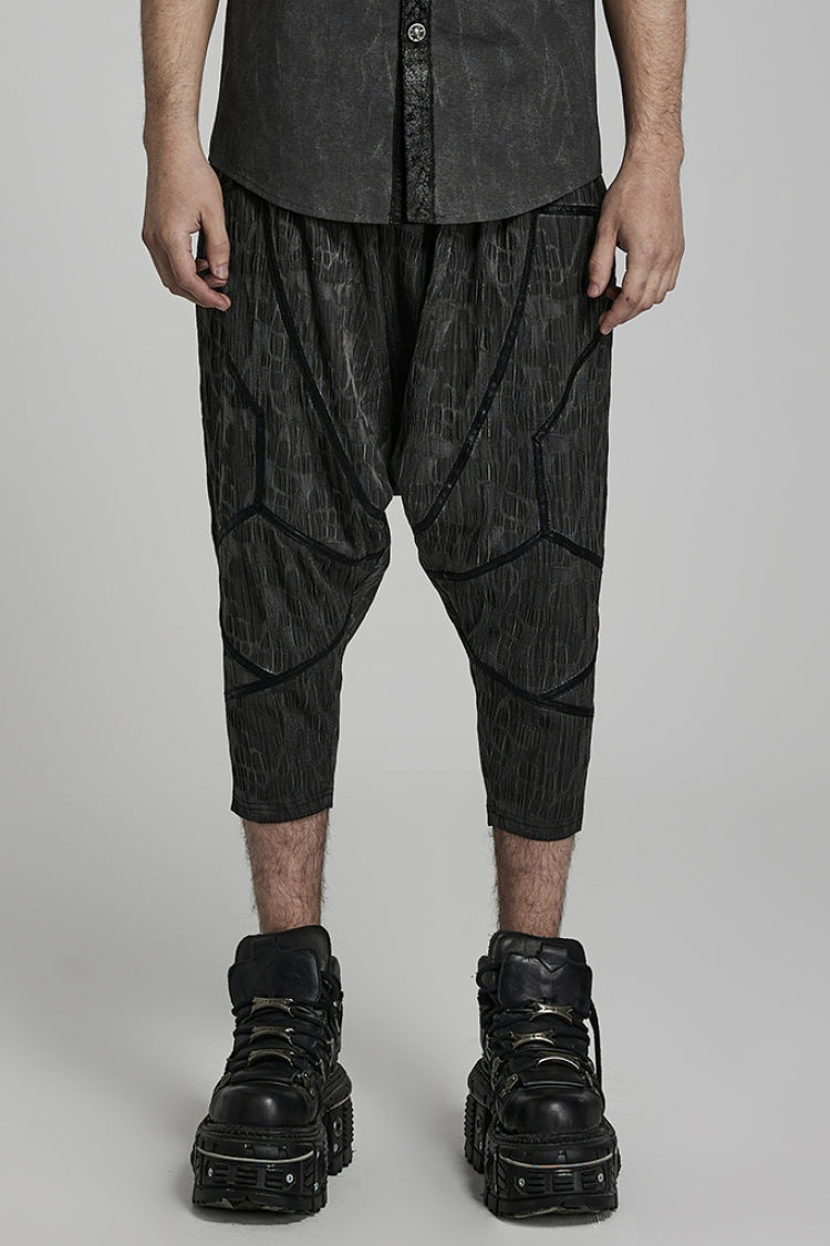 Black Stripes Print Baggy Men's Punk Pants