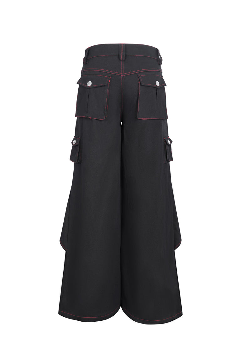 Black Stitching Men's Gothic Trumpet Pants