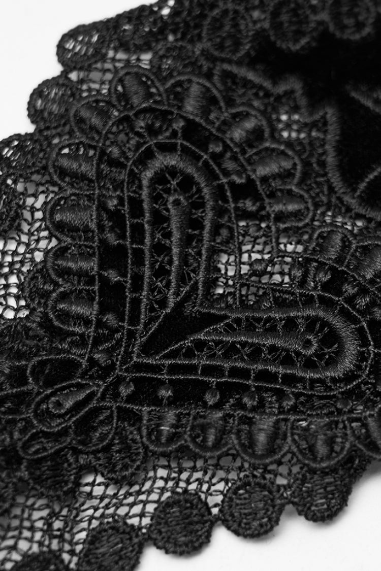 Black Jacquard Lace Women's Gothic Gloves