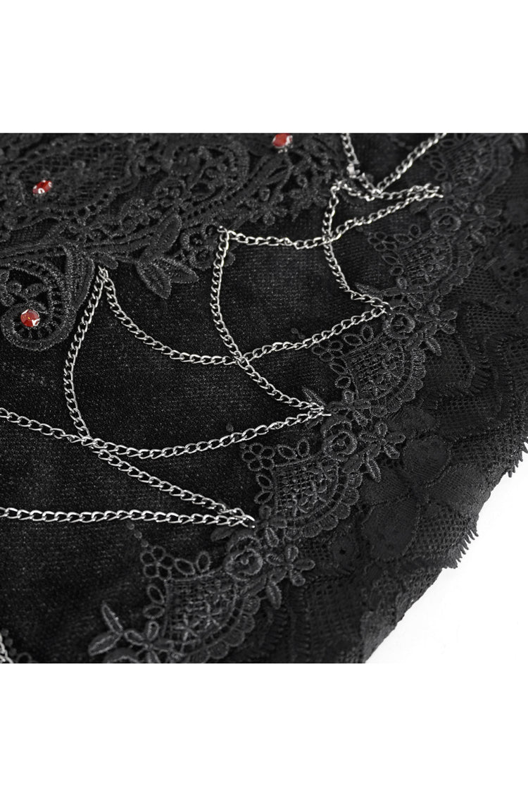 Black High Waisted Embroidery Stitching Lace Women's Gothic Skirt