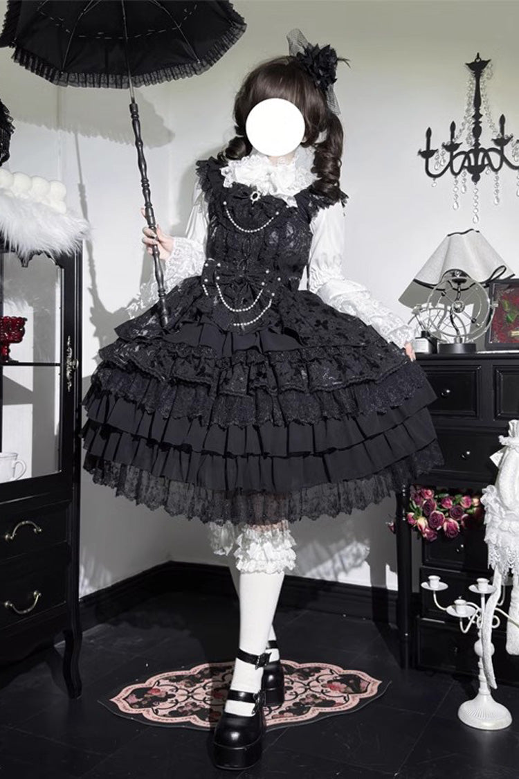 [Love Feather] Mehrlagiges Hanayome Bowknot Spitze Süßes Wunderschönes Lolita Jsk Kleid 4 Farben