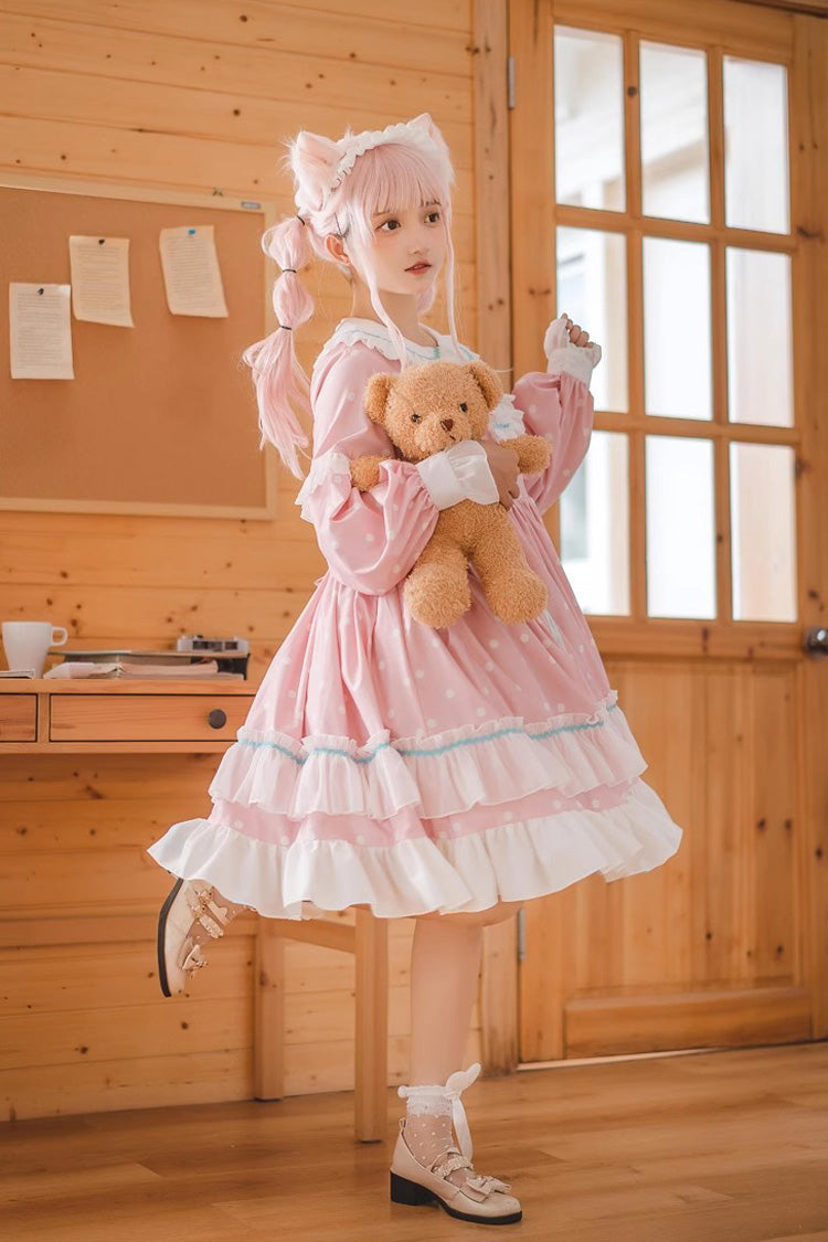 Toffee Bobo Long Sleeves Double Layer Print Ruffle Sweet Lolita Dress 2 Colors