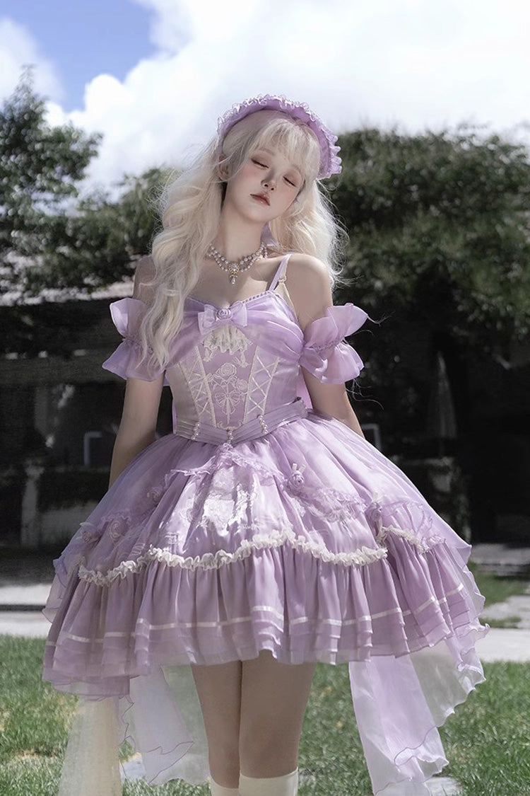 Purple Fantasy Music Box Ruffle Bowknot Lace Ballet Sweet Elegant Lolita Dress