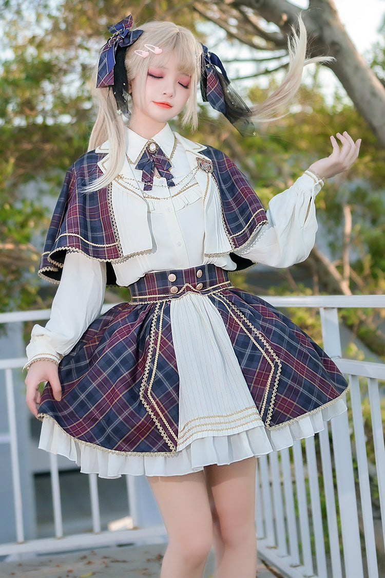 Little Idol Multi-Color Plaid Print Ruffle Sweet Lolita Skirt