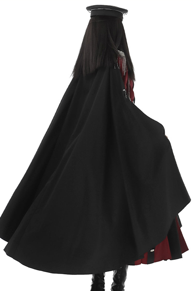 Rot/Schwarz [Scarlet Night Knight] Elegantes Lolita-Kleid mit Metallketten-Print und Schleife im Gothic-Militärstil