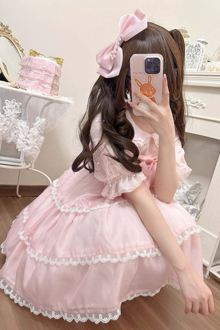 Seaside Pearls High Waisted Multi-layer Bowknot Sweet Lolita Jsk Dress 2 Colors