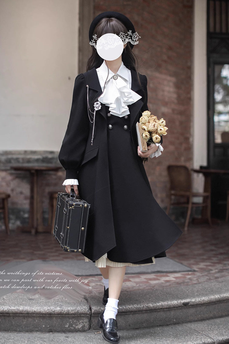 Black [Hathaway] Ruffle Bowknot Lace Elegant Lolita Jumper Dress